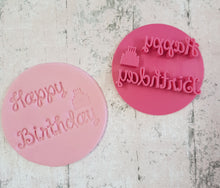 'Happy Birthday'  with Birthday cake and candles stamp